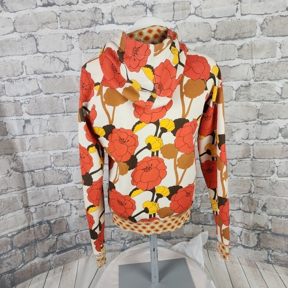Vintage Billabong Floral Poppy Zip Front Hoodie Orange Yellow Size Medium - Picture 9 of 14